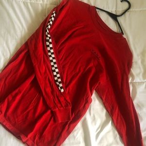 Red and checkered vans tee